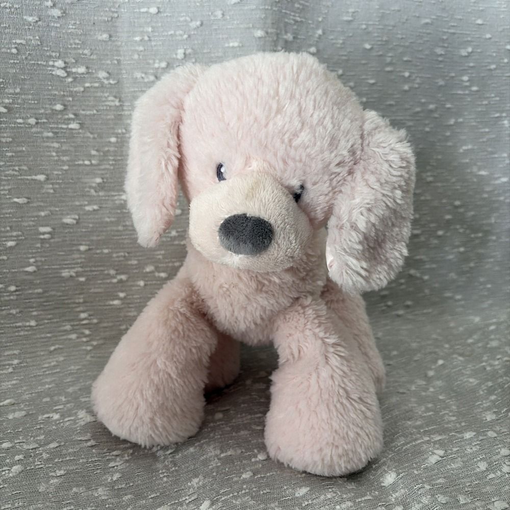 Baby Gund Fluffey Pink Puppy Dog Plush 9" Lovey Satin Tail Ears #4040393 Rare